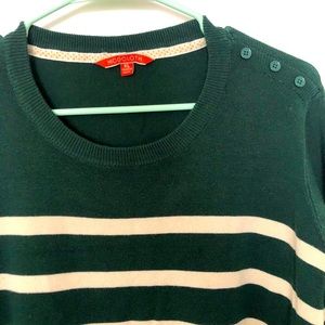 Button accent striped sweater